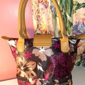FLORAL PURPLE LUNCH BAG WITH ZIPPERED ICE PACK COMPARTMENT, NWOT
